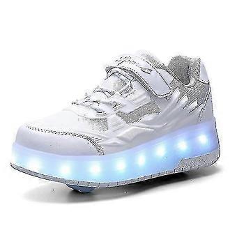 Usb Chargable Led Up Roller Shoes Wheeled Skate Sneaker Shoes For Boys Girls Kids Q7 Zuan