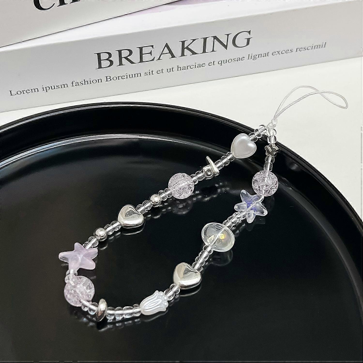 Beaded Phone Charm Phone Strap Hanging String Anti-Lost Key Chain Wristlet Bracelet