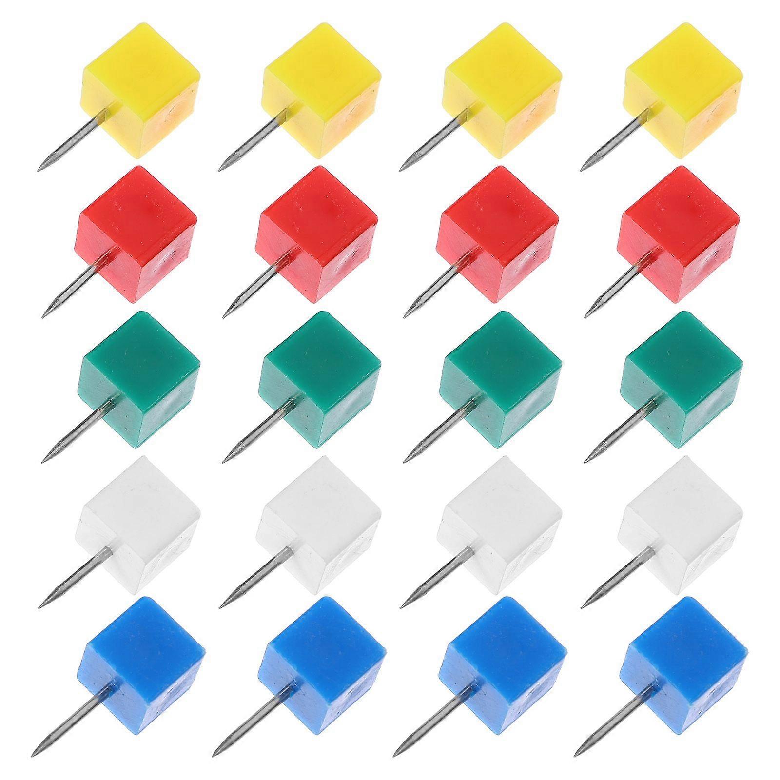 100PCS Per Can Colorful Square Head Shape Push Pin Multi-colored Pushpins Painting Use Pin Map Tacks