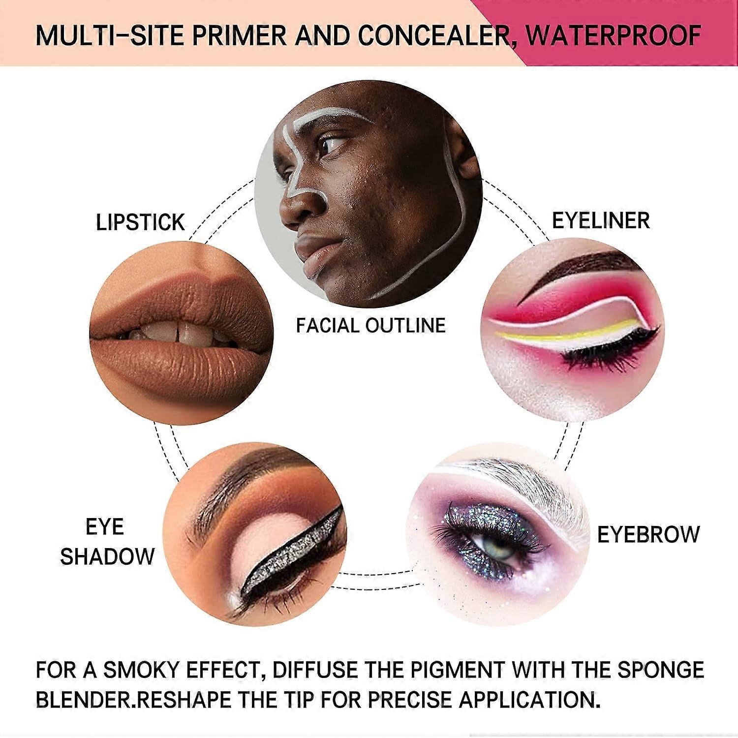 2PCS Matte Eyeshadow Primer for Oily Lids White Eyeshadow No Crease Eye Primer Makeup Eyeshadow Base Waterproof