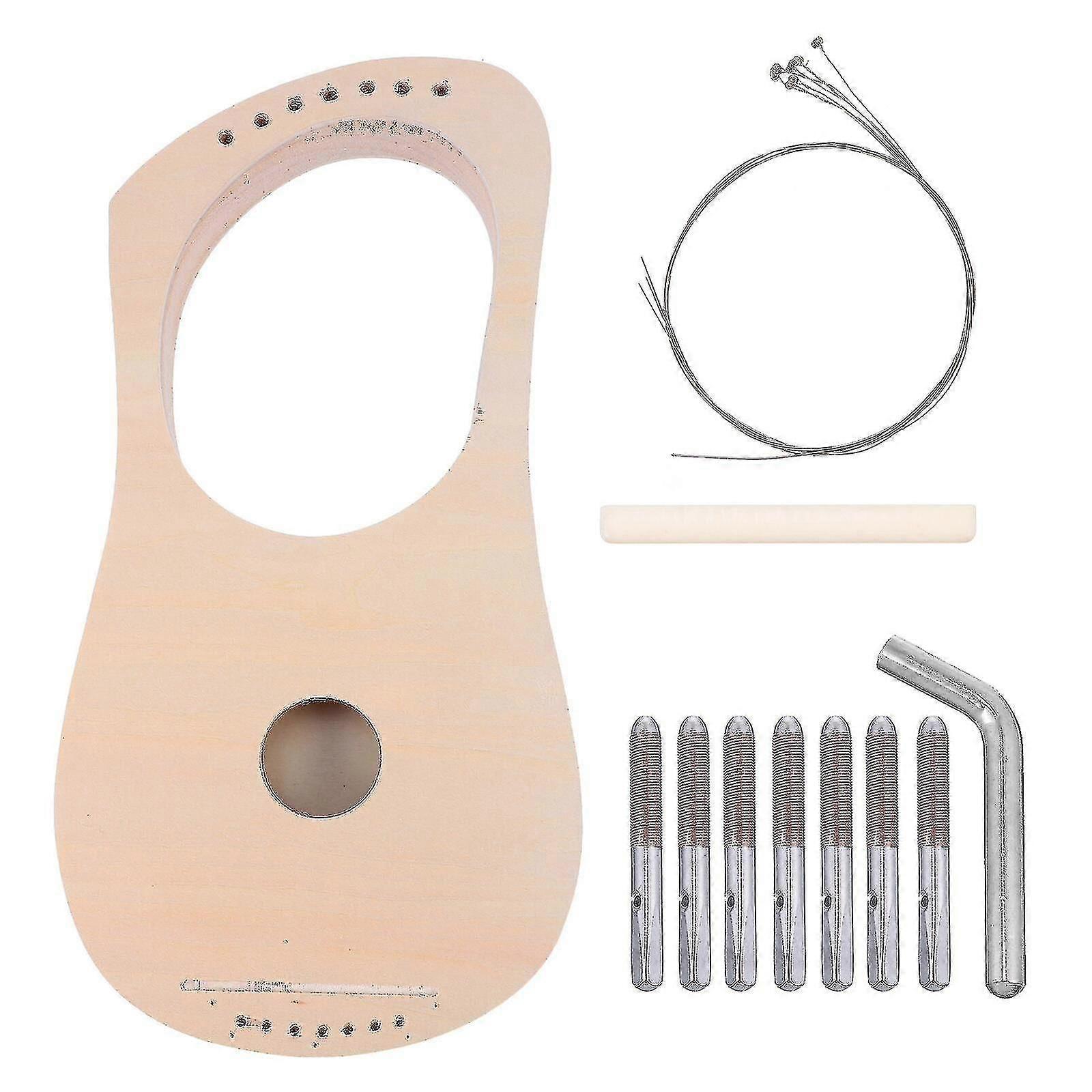 1 Set Lyre Harp Diy Kit Fun Art 7 String Instrument