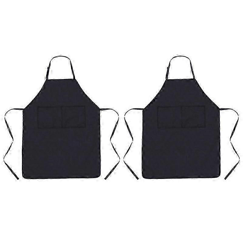 2PCS Kitchen Apron Waterproof Oilproof Cooking Apron with Adjustable Neck Strap 2 Pockets