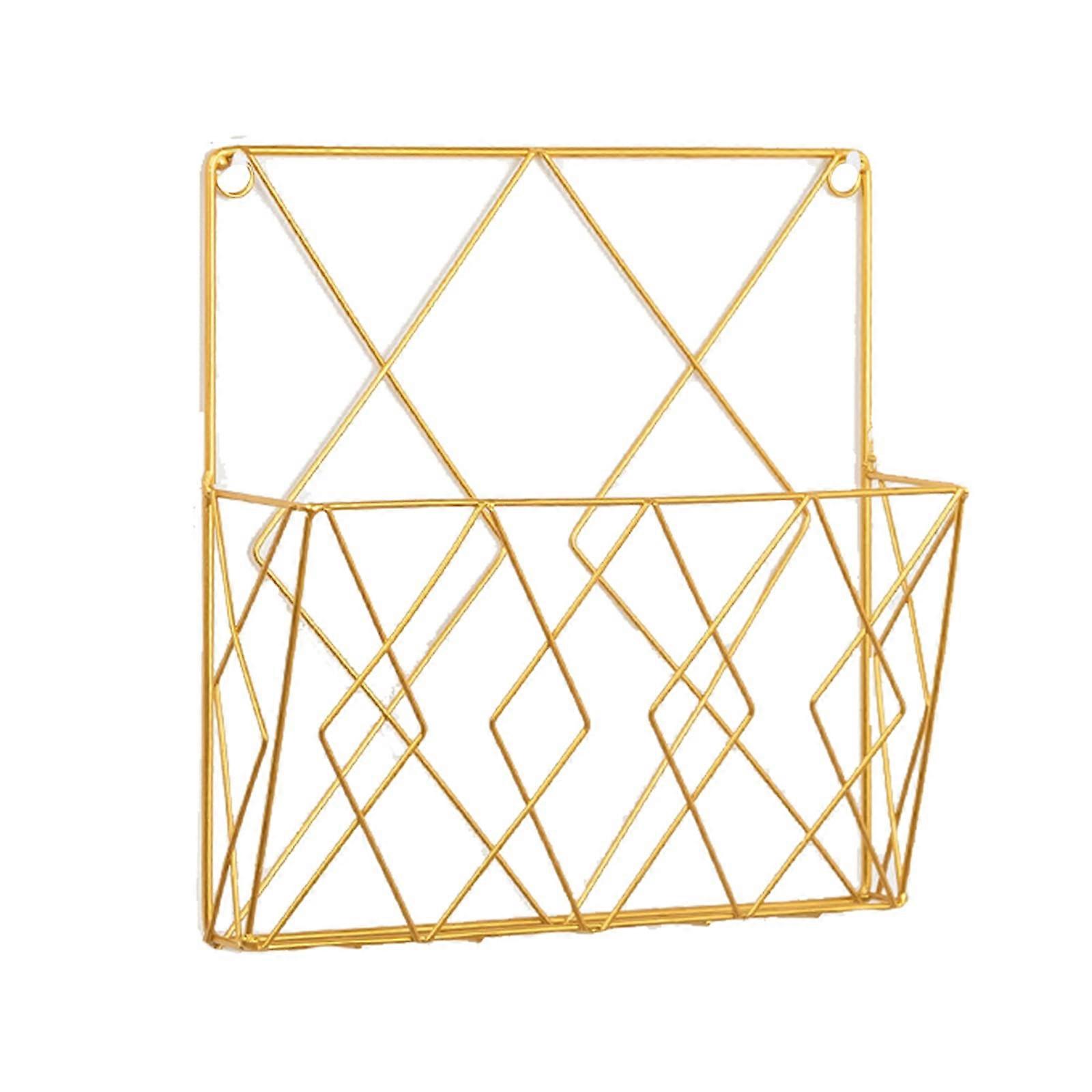 Iron Wire Wall Mount File Holder - Metal Magazine Organizer for Office or Home Use, Space-Saving Design, Black Finish