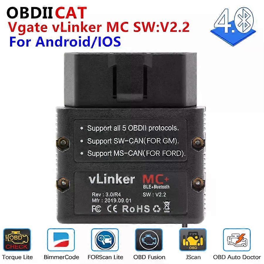 OBDIICAT-VLinker MC+ ELM327 Bluetooth3.0/ 4.0 OBD2 ELM 327 Wifi Car Diagnostic For IOS Android Scanner Auto Tool