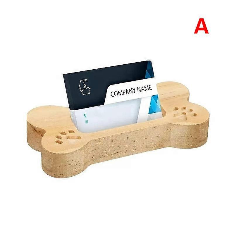 Wooden Dog Bone Shaped Business Card Holder, Pet Business Card Stand, Wooden Paw Print Cute Card Display Stand Organizer