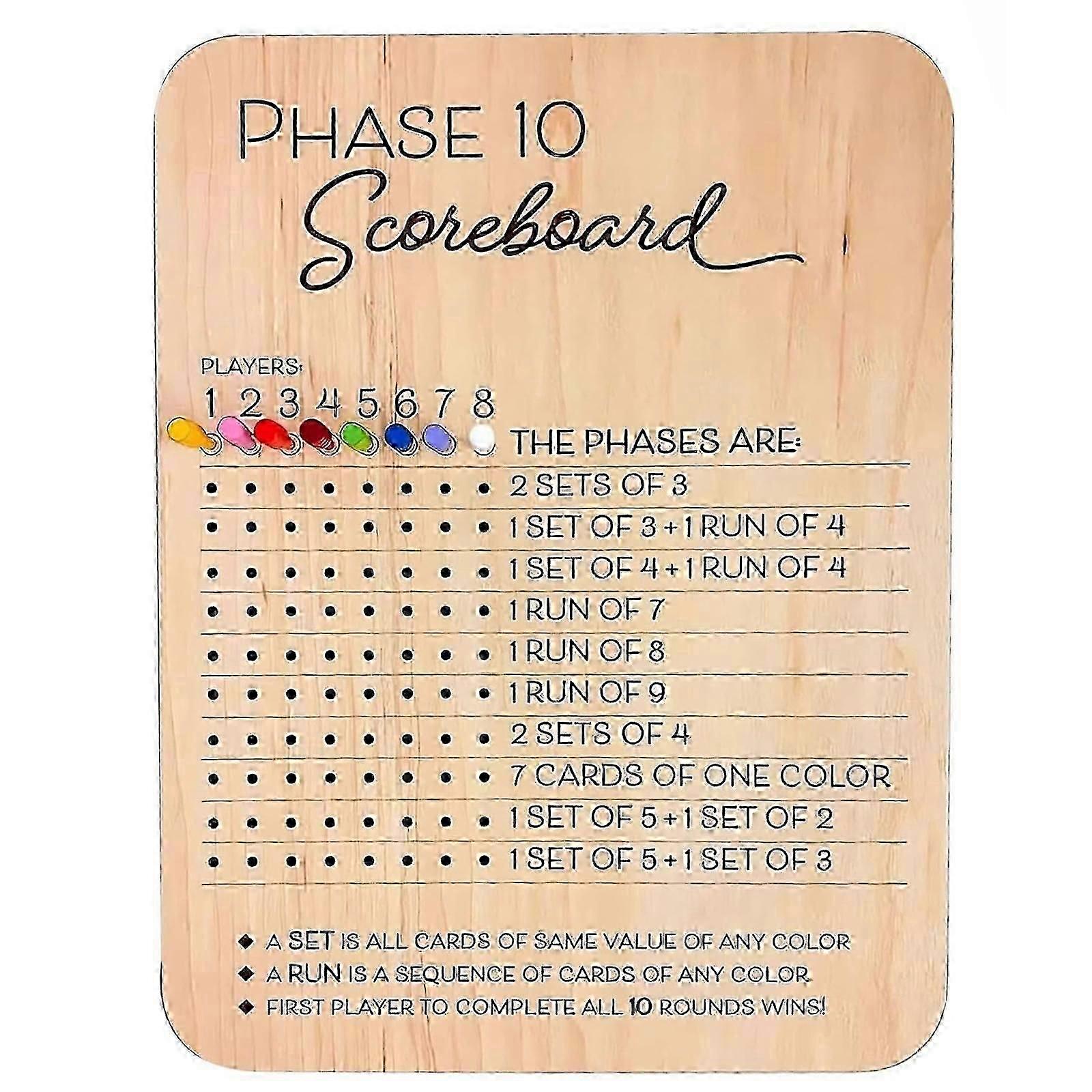 Tableau des scores de la phase 10, tableau des scores de la phase 10 en bois chaud et Round Tracker chanceux