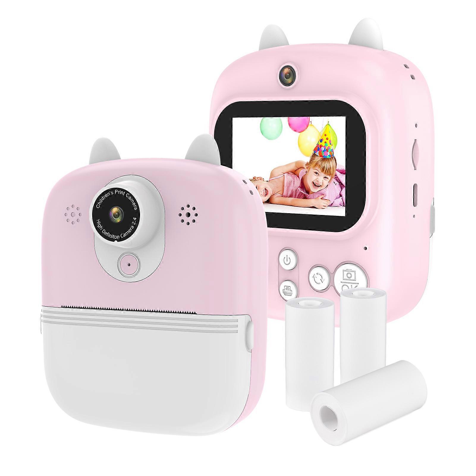 Kids Instant Print Camera Digital Camera for Kids 1080P Digital Video Camera Dual Lens 2.4 Inch IPS Screen Built-in Battery with 32GB TF Card & USB C