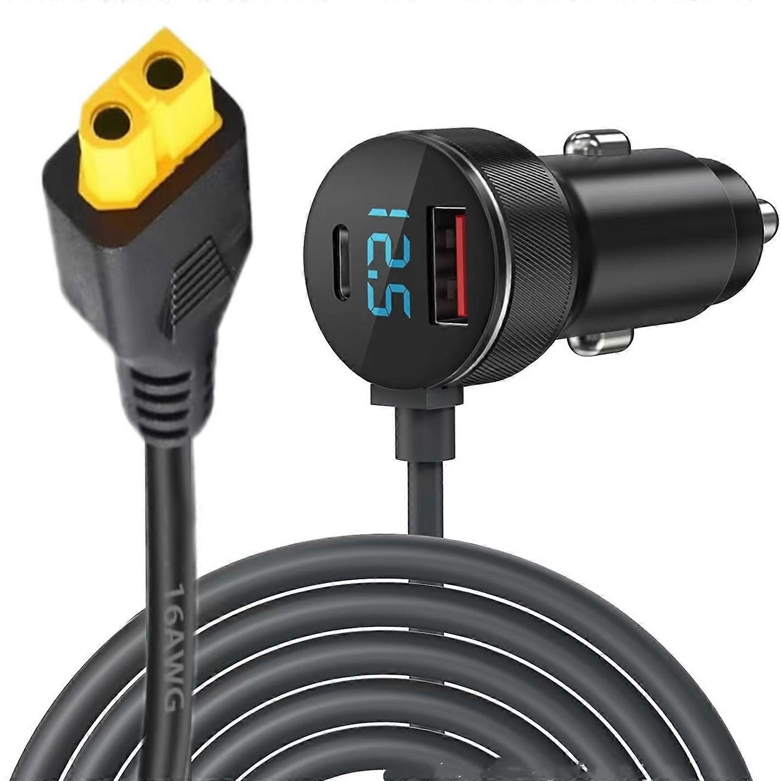 200cm XT60 Connector Charging Line Car Outlet Adapter Cord for Replacing Old Damaged Part During Outdoor