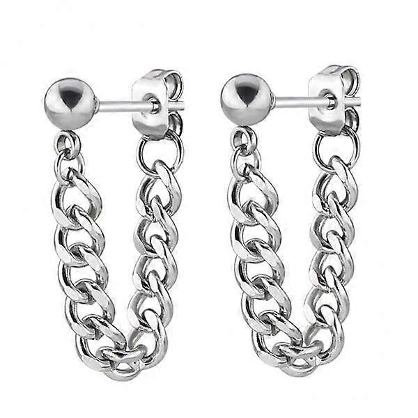 2 Steel Stud Earring with Tassel Dangle