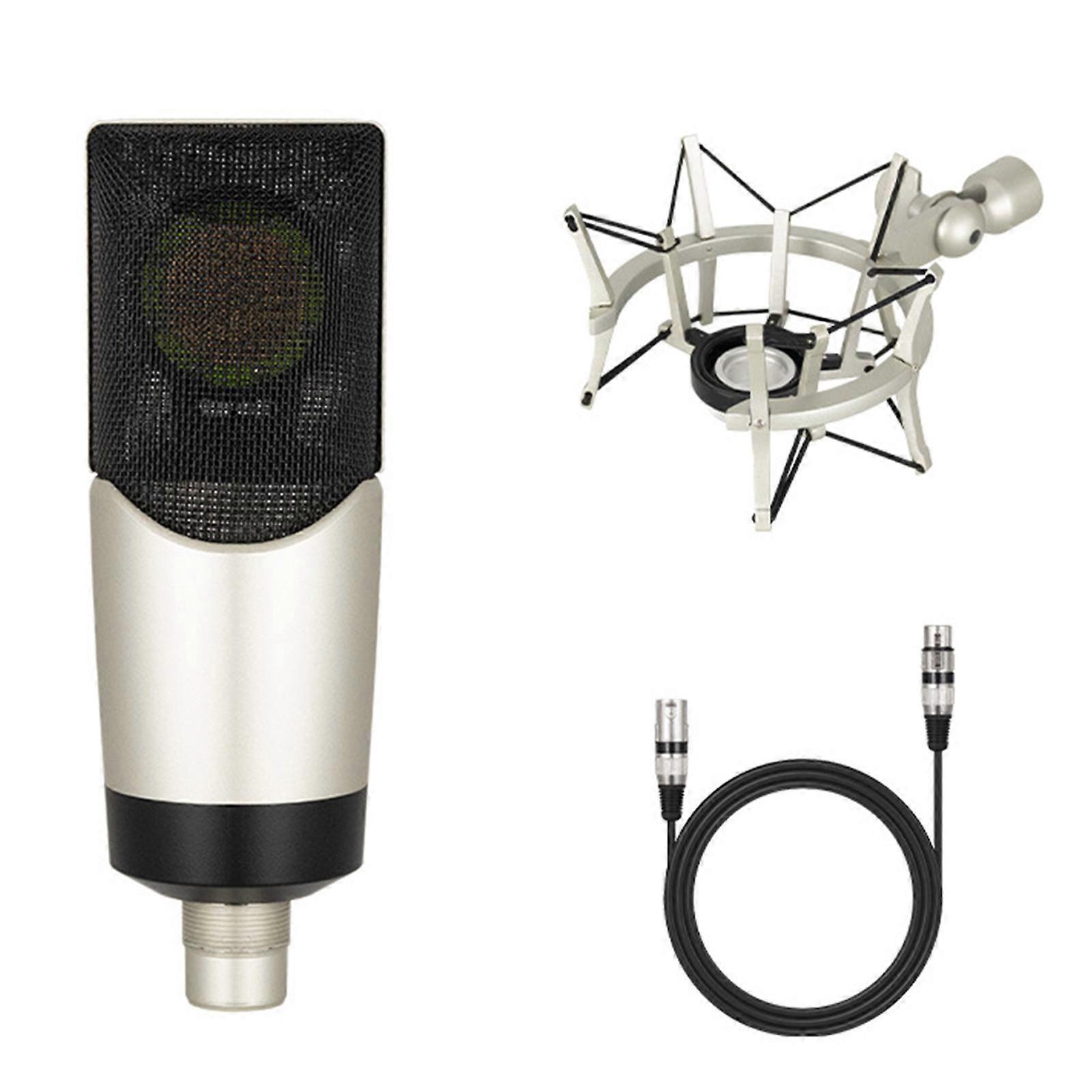 Microphone Carte son Ordinateur Microphone de diffusion en direct Microphone à large diaphragme 48V pour les interviews de podcasting