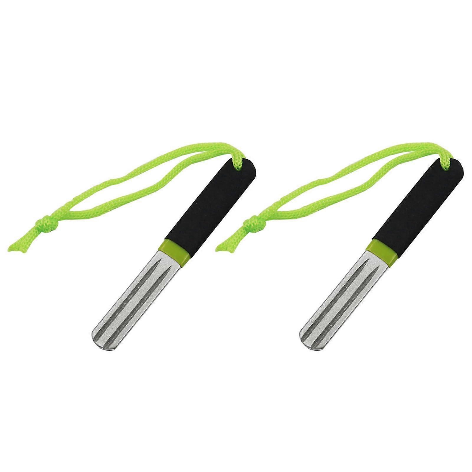 Fish Hook Sharpener - 2 x Portable Double-Sided Grinding Tools, Green Sharpening Stone for Fishing Hooks