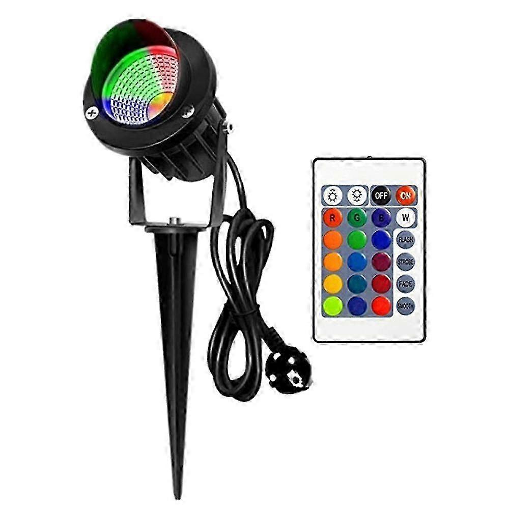 Landscape Spotlights RGB Colorful Lighting with Ground Spike Remote Control Outdoor Spot Light for G