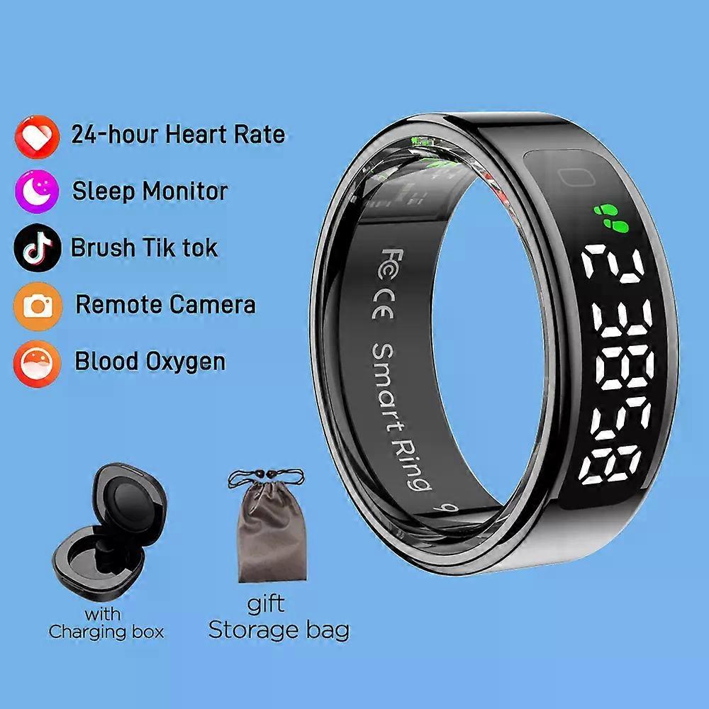 con 2025 R11 Smart Ring Display Screen QRing Wireless Charging Gesture Control Health Monitor 5ATM Waterproof For Men Women