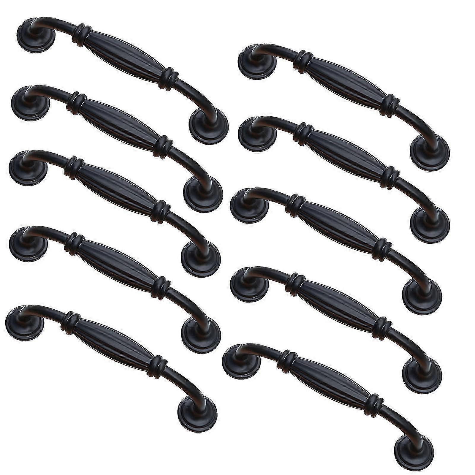 6pcs 128mm Black Kitchen Cupboard Handles Door Bow Pull Handles