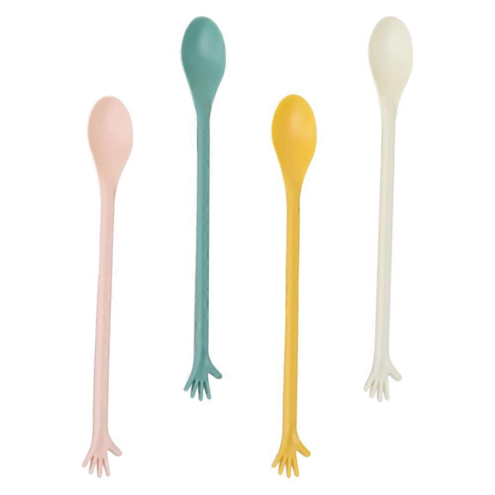 Dessert Spoons Palm Shaped for Mixing 4Pcs Assorted Color Spoons
