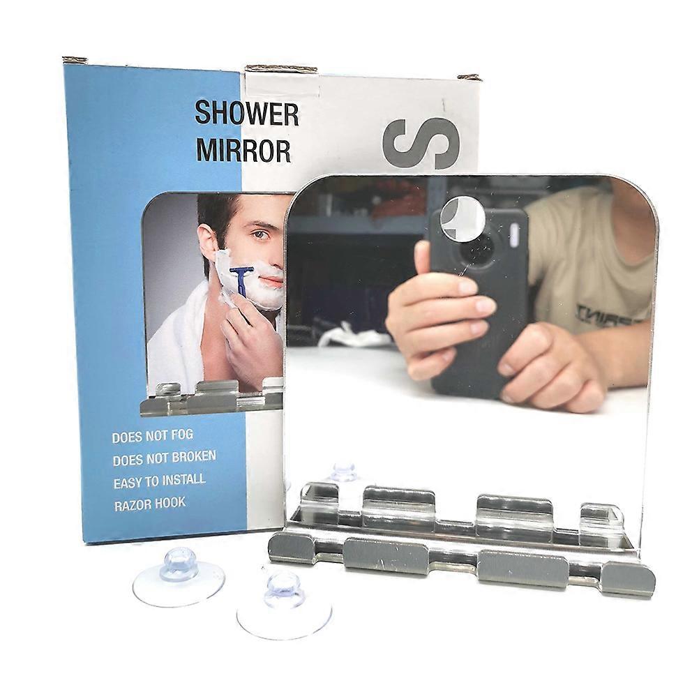 Unbreakable Fog Free Bathroom Mirror Portable Shaving & Makeup Mirror with Strong Suction Cup for Home & Travel Use Silver