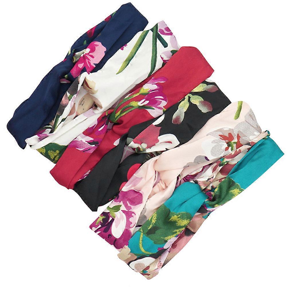 Here's a refined and professional product description based on the title you provided:
**6 Pack Floral Print Cross Turban Hairbands for Women –