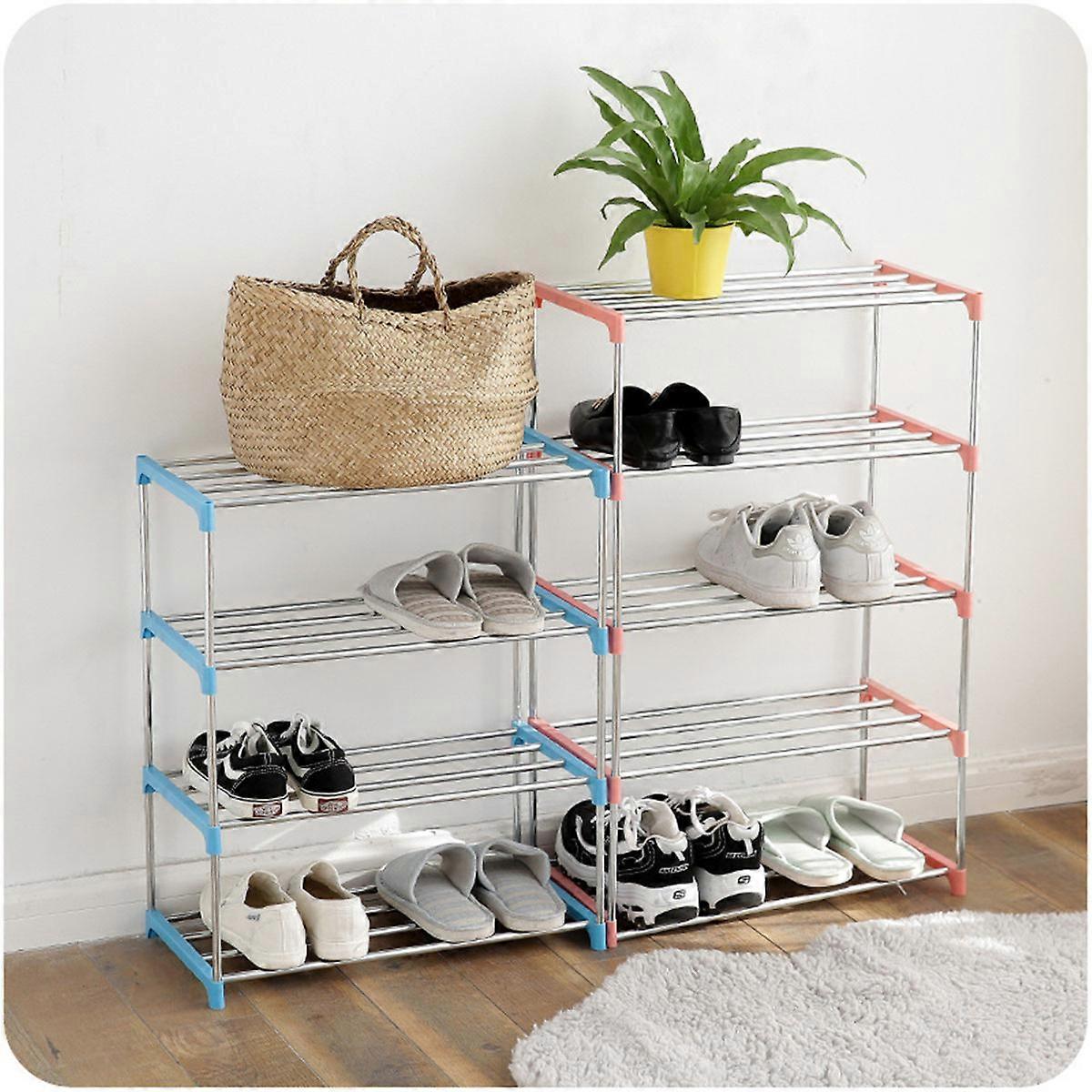 Shoe Organizer Rack Multi-Function Storage Solution Household 4 Tiers Shoes Shelf Slippers High Heels Holder Organizer PP Material 1Set