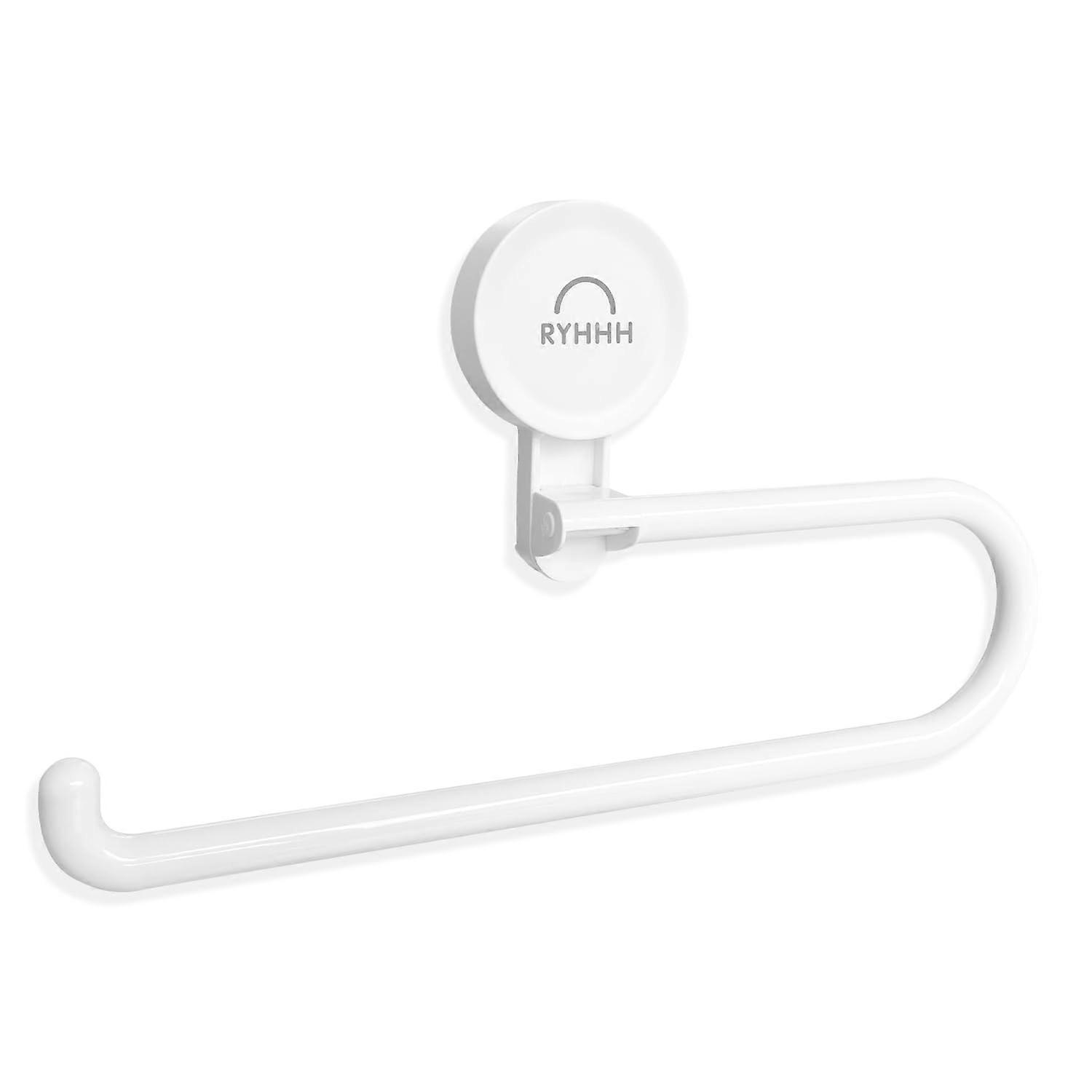 Kitchen Roll Holder, No Drilling Under Cabinet, Suction Cup, Wall Mount (White)