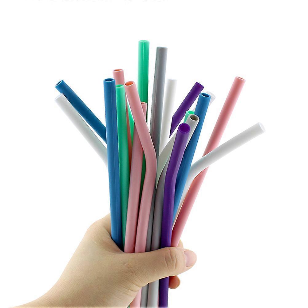 Assorted Color Silicone Straw Reusable Drinking Straw for Party Use 25x0.8x0.8cm Portable 1Set