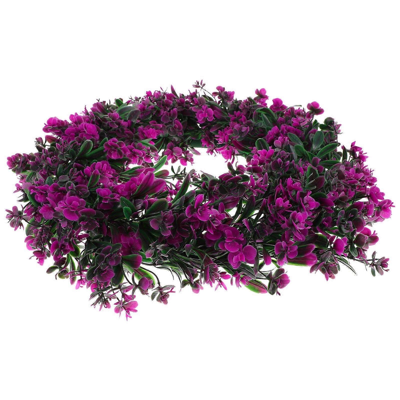 Simulation Wreath Decor Artificial Floral Wreaths For Indoor Fresh Style Circular Purple 36X36CM Home Decoration 1Pack