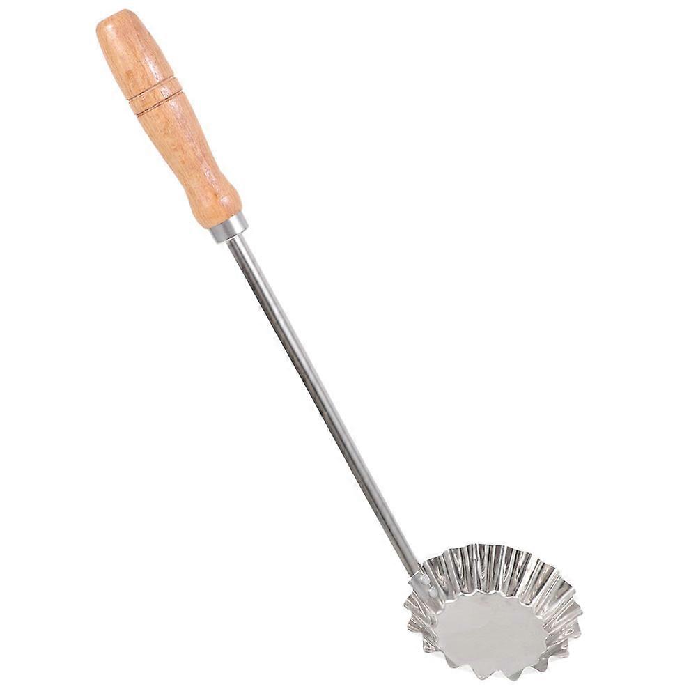 Non Stick Frying Spoon with Wooden Handle, Lightweight Oil Spoon Tool for Snacks, Versatile Kitchen Utensil for Home and Restaurant Use, Simple Design