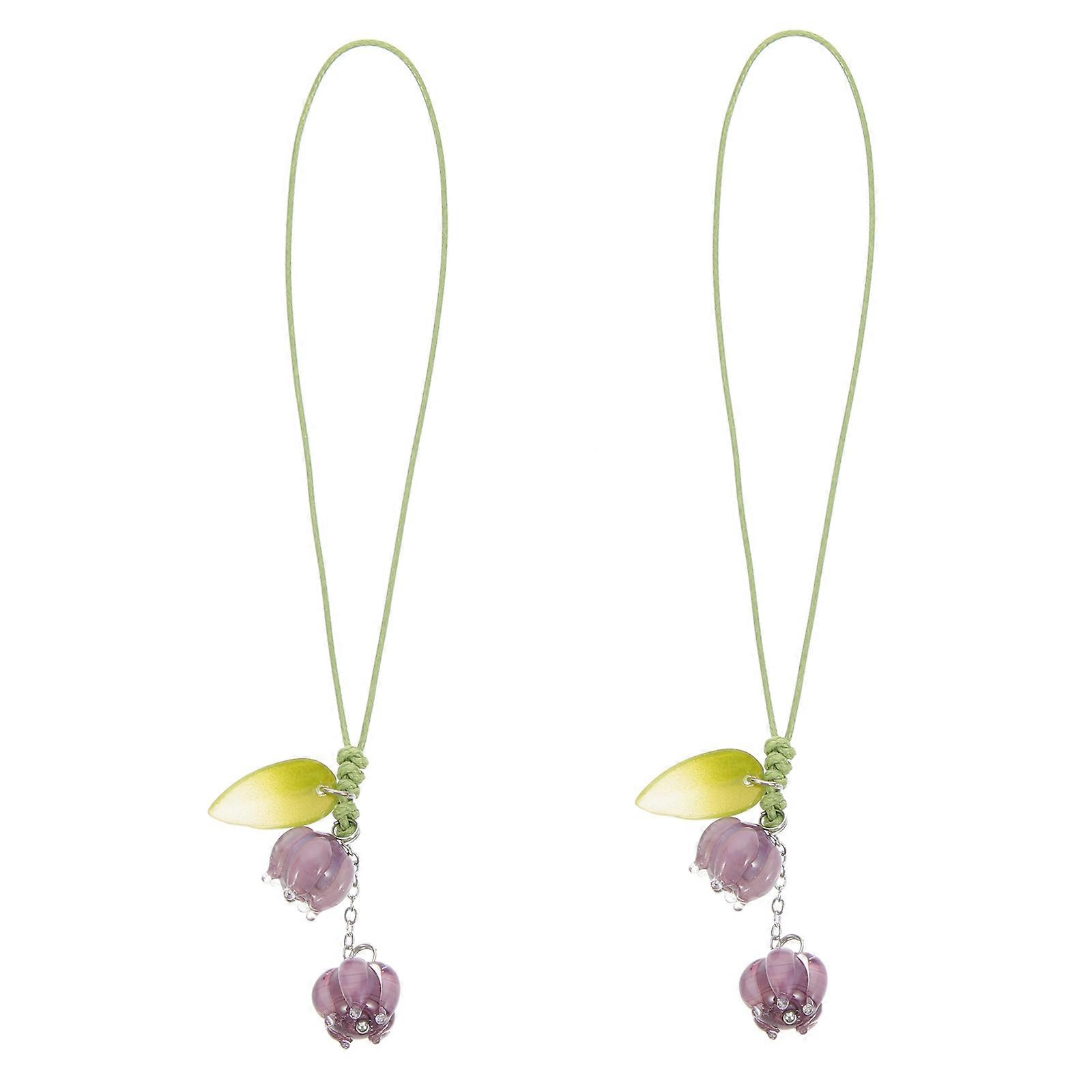 電話チャームフラワー携帯電話ストラップキーホルダーオーナメント女性用カジュアルウェアワックススレッド9X1.5X1.5CM 2個