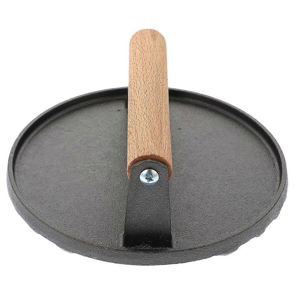 Durable Iron Burger Press with Wooden Handle – Non Stick Round Meat Press for Grilling and DIY Burger Making