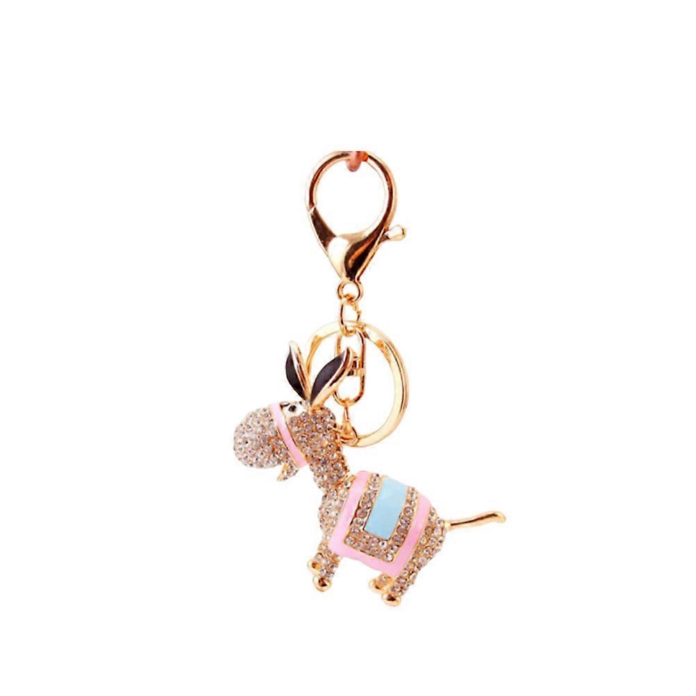 Animal Keychain Donkey Shape Key Holder Bag Accessory Pink 6.5x10.5cm Key Decoration 1Pc