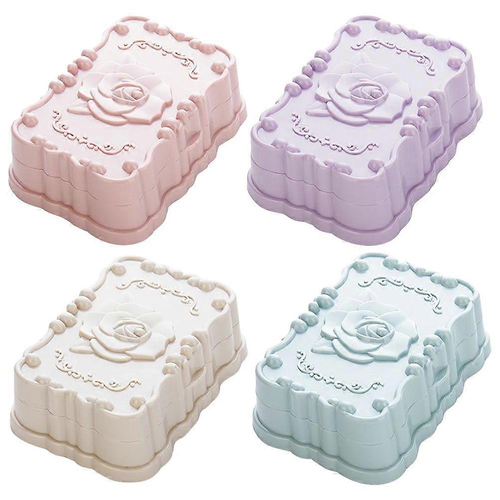4pcs Soap Dish Box with Lid Bathroom Soap Box Soap Container Portable Shower Soap Box