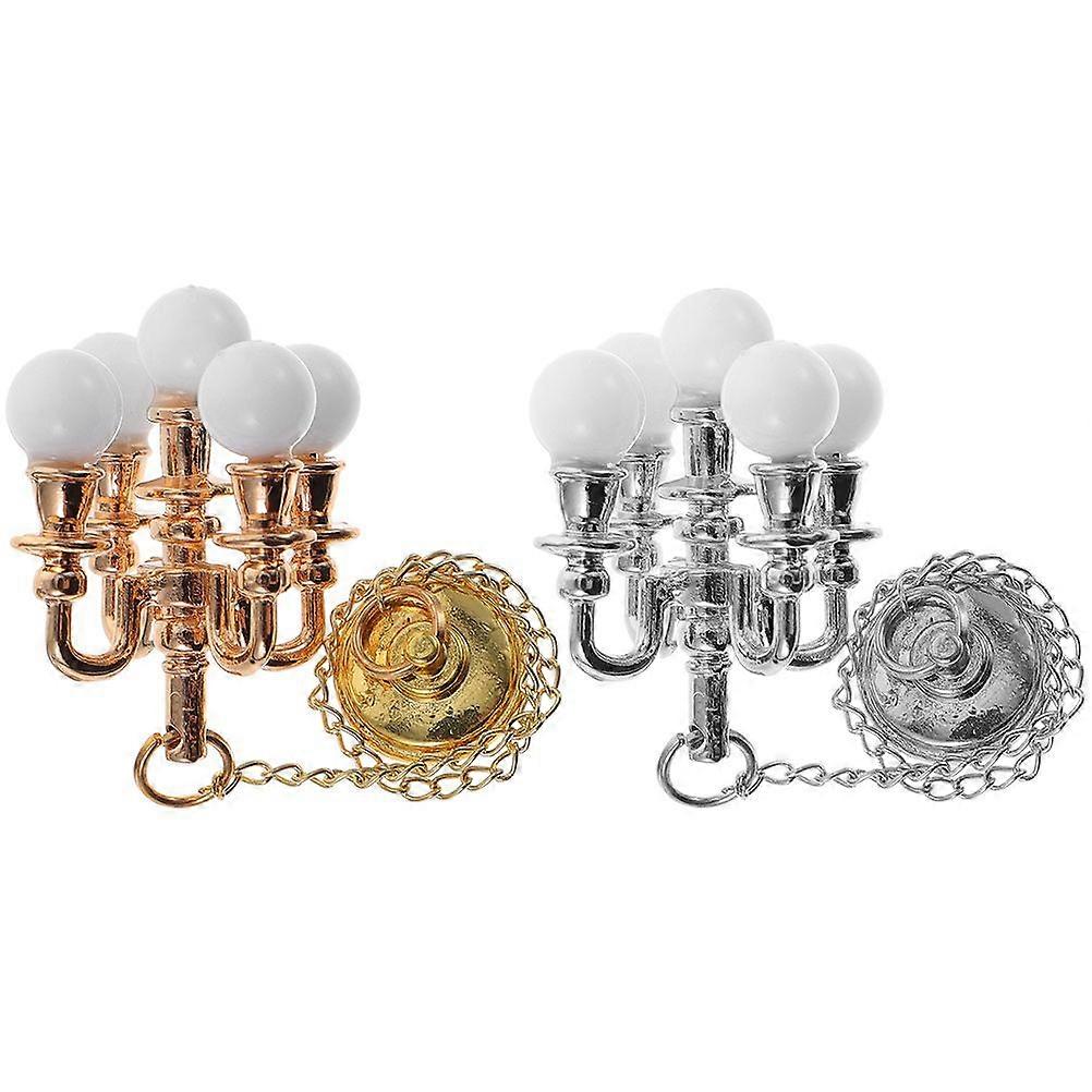 2pcs Mini Ceiling Lamps Mini House Ceiling Lamp Prop Miniature Ceiling Lamp Simulation Lamp
