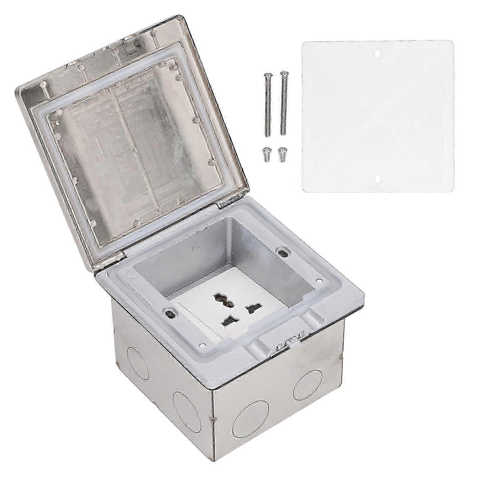 Floor Power Socket Zinc Alloy PC Open Type Waterproof Concealed Power Socket Silver AC250V