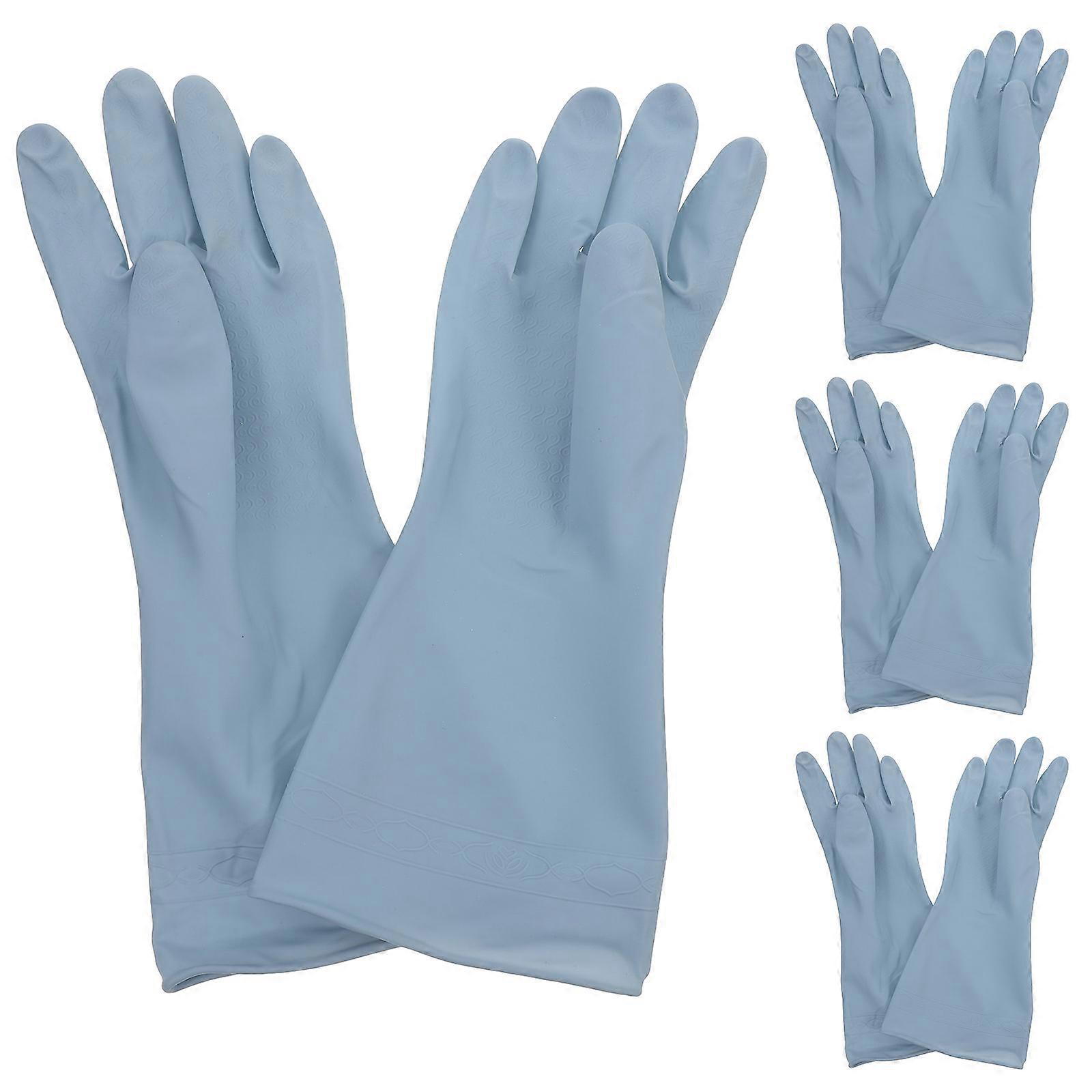 Dish Washing Gloves For Kitchen Use -Blue Waterproof Protective 4Pairs