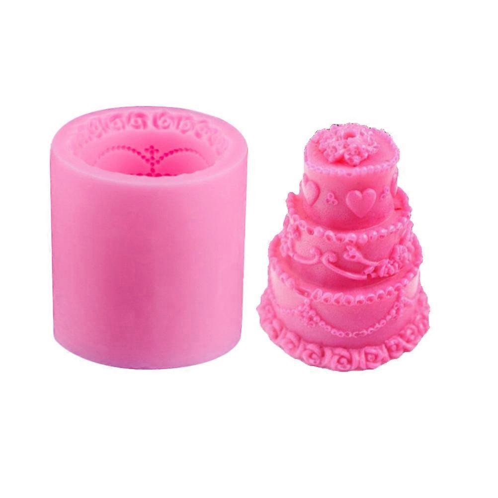 Silicone Fondant Molds Three Layer Cake Shape For Birthday Wedding Cake Making Random Color 5.5x5.5x6cm 1Pack