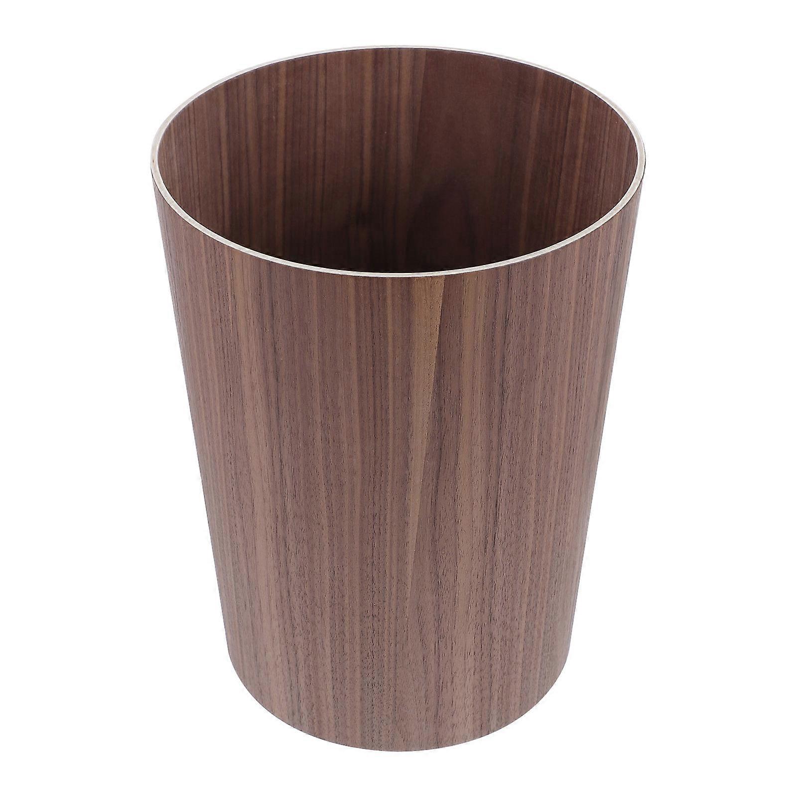 1pc Home Trash Can Decorative Lidless Waste Bucket Wooden Garbage Can Organizer