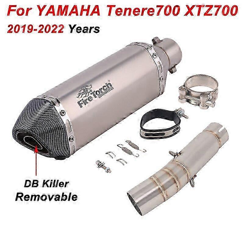 Slip On For Compatible with Certain Brand Tenere700 XTZ700 700 2019 2020 2022 Motorcycle Exhaust System Modify Mid Link Pipe Muffler DB Kill