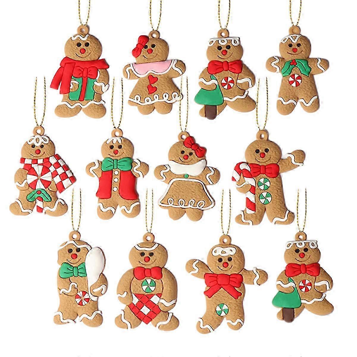 Assorted Plastic Gingerbread Figurines for Christmas Tree Hanging Decorations