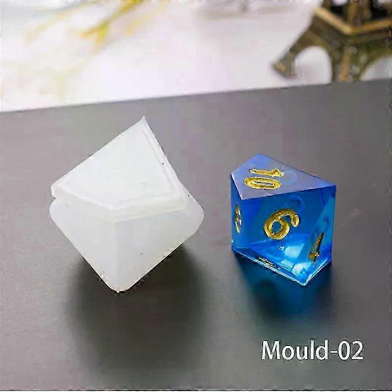 19 Shapes of Silicone Molds for Epoxy Resin, Multi-size Digital Game DIY Crystal Dice Tools for DND Dice Making 1pcs