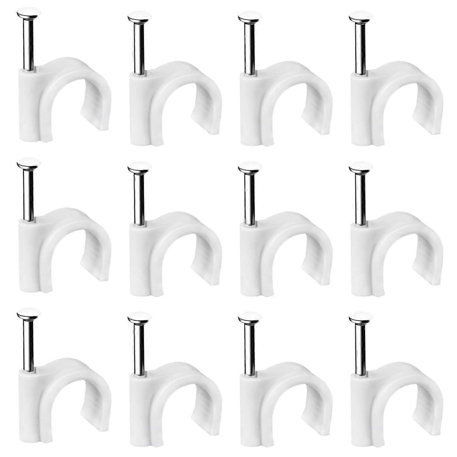Cable Clips, 10mm 100 Pieces Nail Clips, Sturdy and Durable White Round Cable Nails