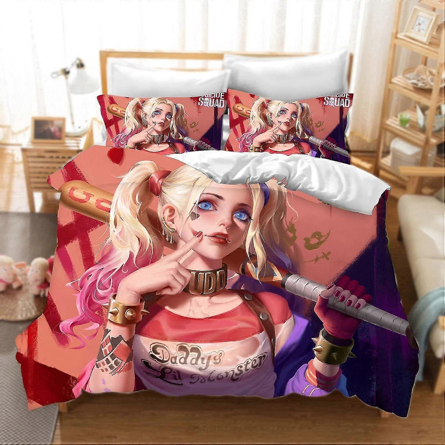 Capa de edredão Anime, 135 x 200 cm, Roupa de cama infantil em microfibra com fecho de correr e fronha de almofada