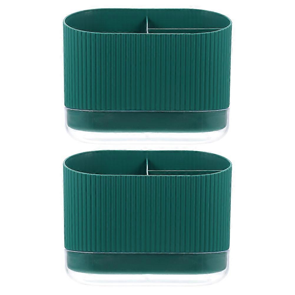 Desktop Spoon Container Water Draining Large Capacity Storage Kitchen Utensils Holder Rectangular 6.7×4.3×3.5in 2Pcs