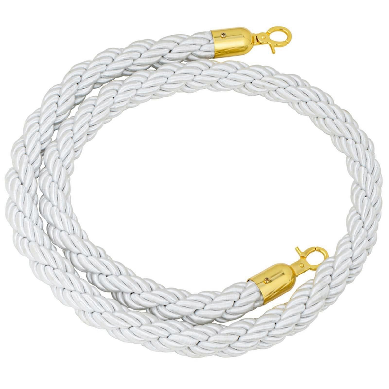Pillar Rope, Braided Hemp Rope Barrier as Queue Divider (White, 0.9m)
