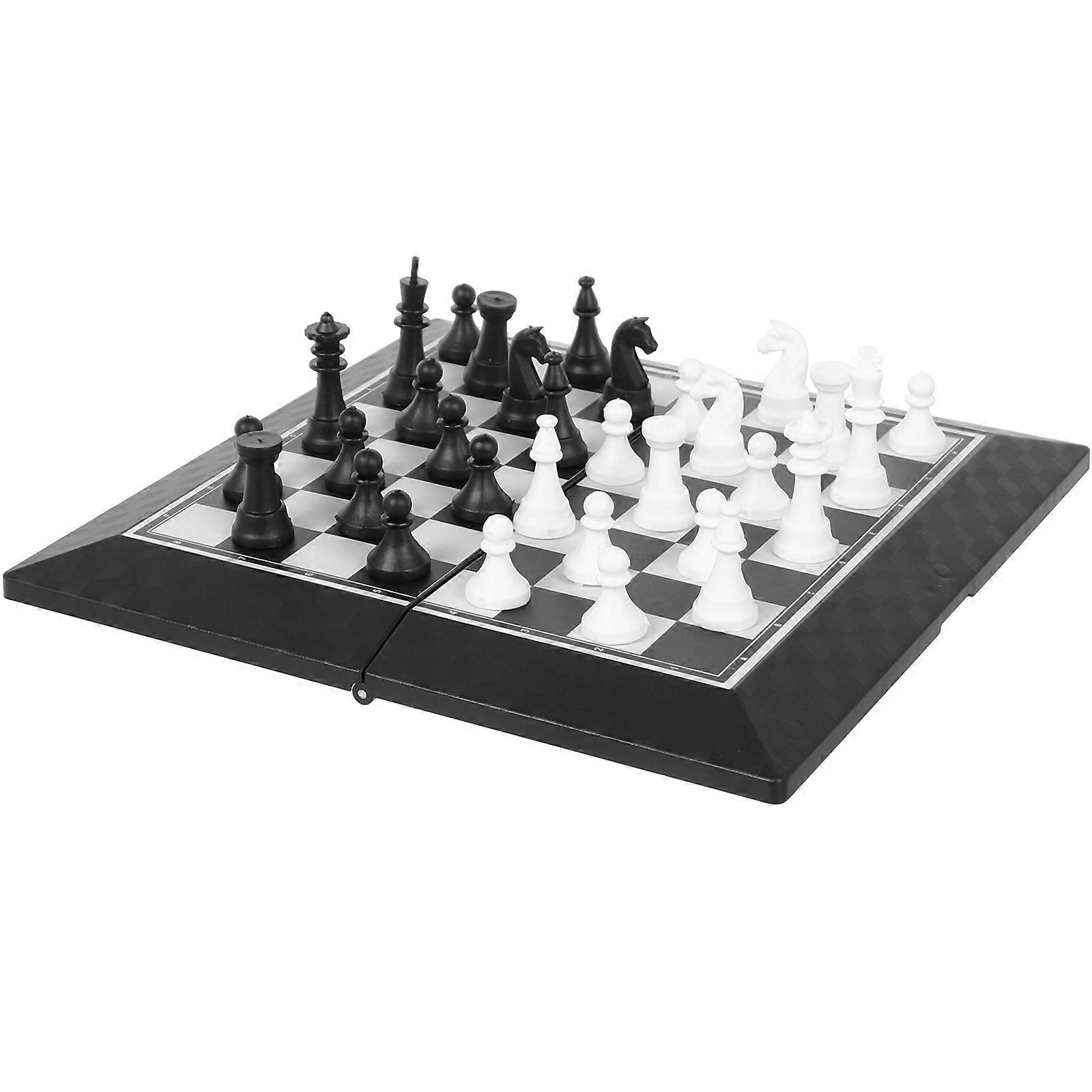 Kids Chess Desktop Game Travel Chess Board Foldable Design Outdoor Activities 7.9×7.9×0.5in 1Set