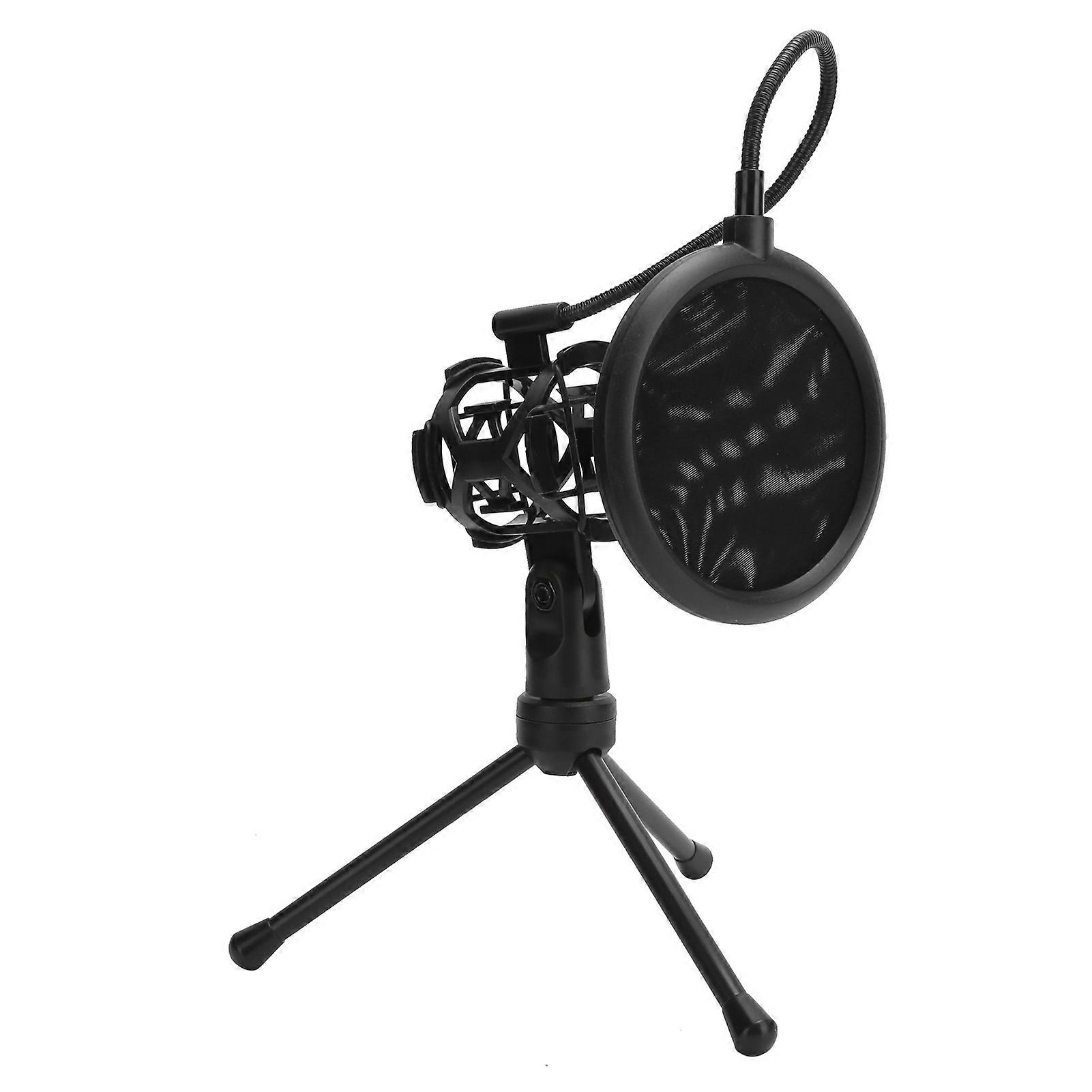 Microphone AntiSpray Filter Mesh Kit Microphone Wind Screen with Desktop Tripod Stand