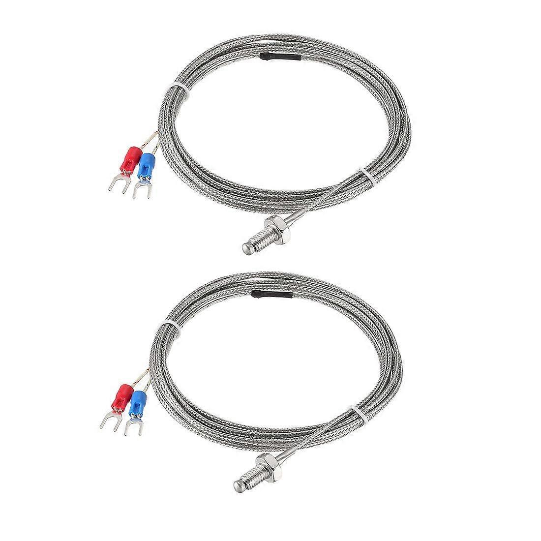 2 x M6 threaded probe with 2 m / 6.6 ft cable Ktype thermocouple temperature sensor
