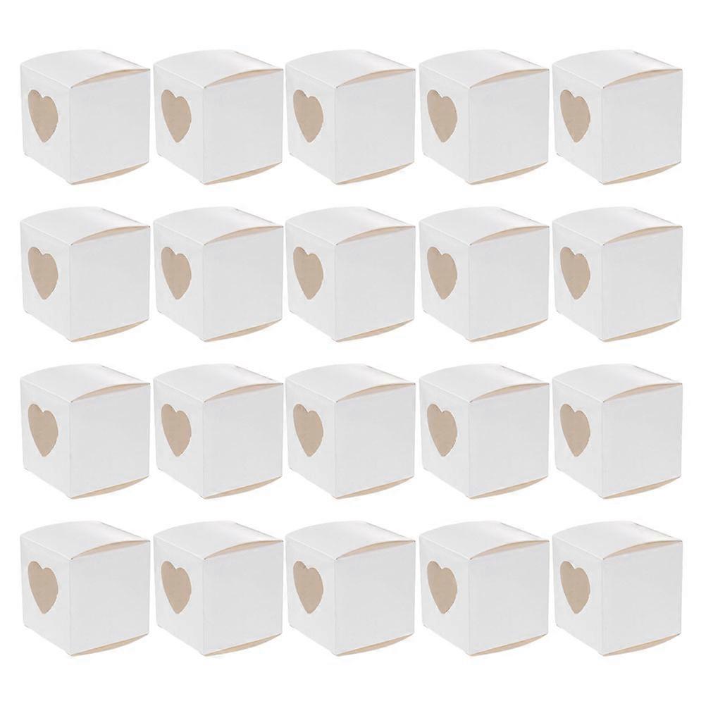 Mini Boxes Cupcake Paper Boxes Heart Shaped Window For 20Pcs