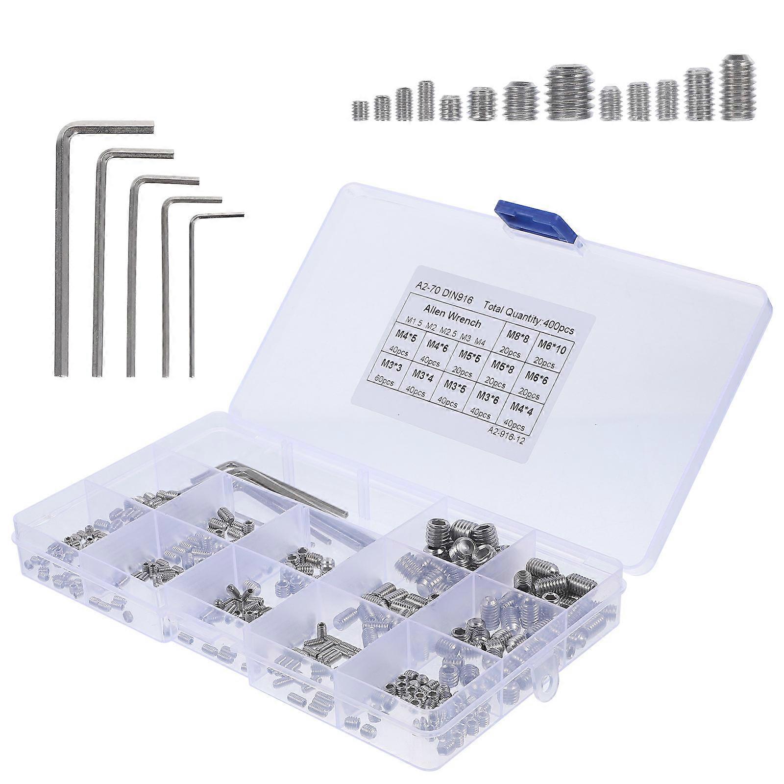 Stainless Steel Socket Grub Screws Assortment Set for Bathroom Fixtures, Door Handles, and Faucet Repairs – Hardened Replacement Kit