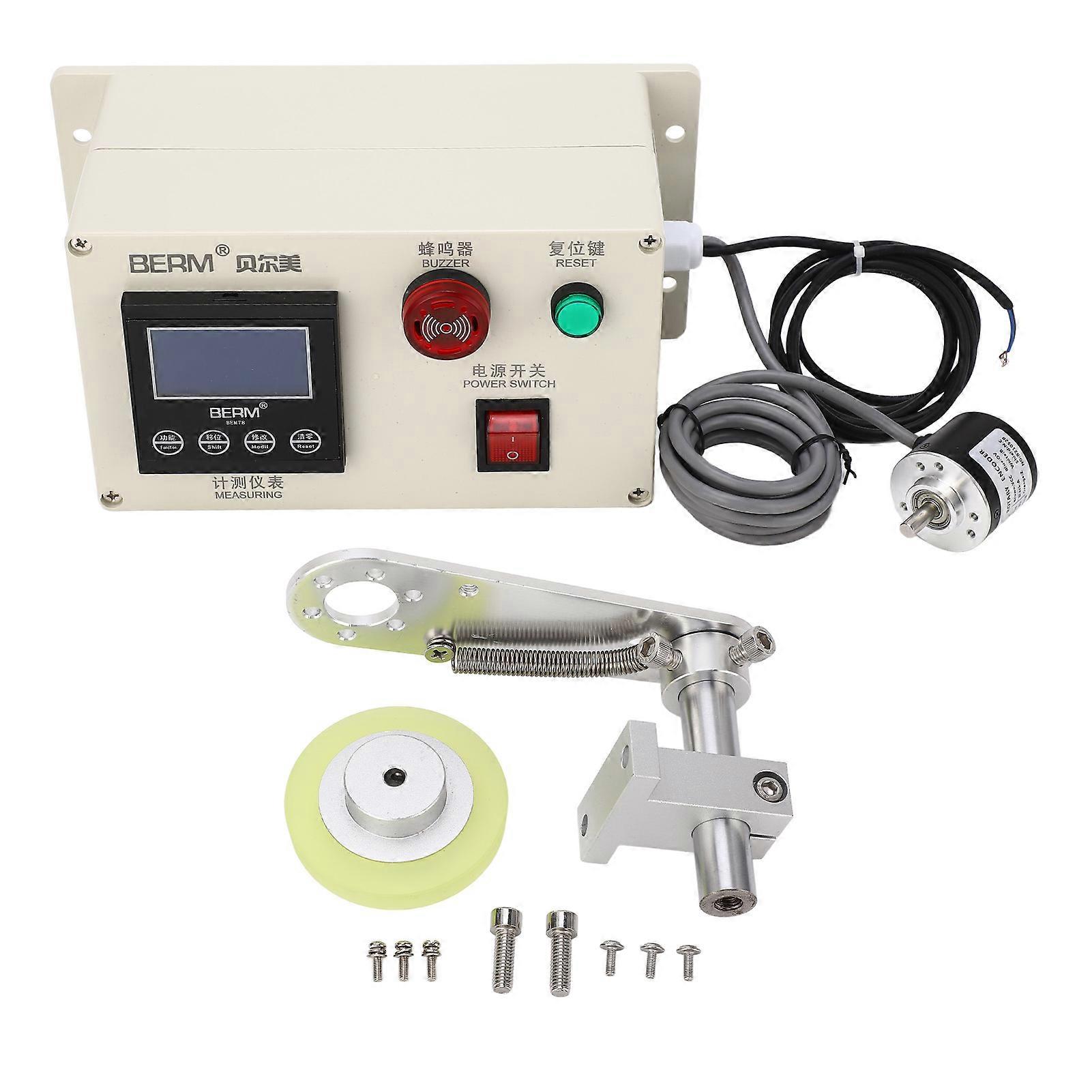 Digital Meter Counter Double Row 6 Digit Counting Length Meter Counter with Wheel Spring Bracket AC100‑240V