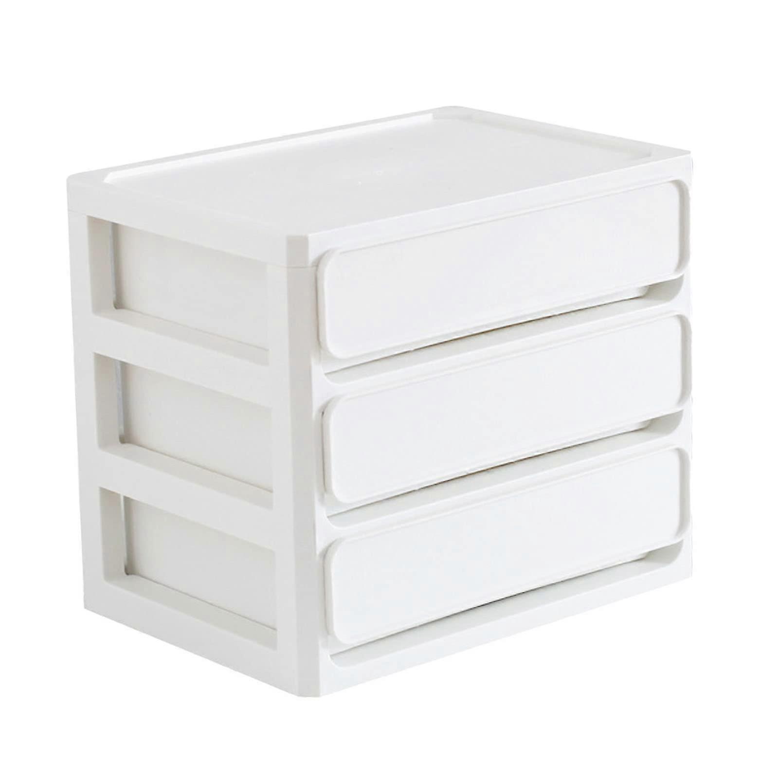 Desktop Organizer, Desktop Storage Drawer Organizer Plastic Stackable Desk Makeup Organizer Workspace for Home Cosmetics (WHITE) White 3tier 3layer
