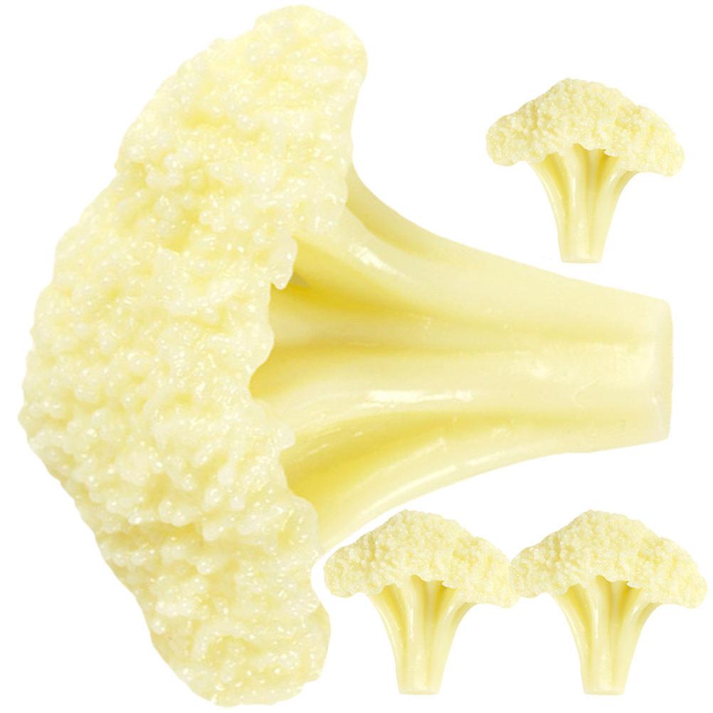 Lifelike Cauliflowers Model for Decor Made of PVC Khaki Color Suitable for Kitchen Vegetable Shop Display 4 Pieces